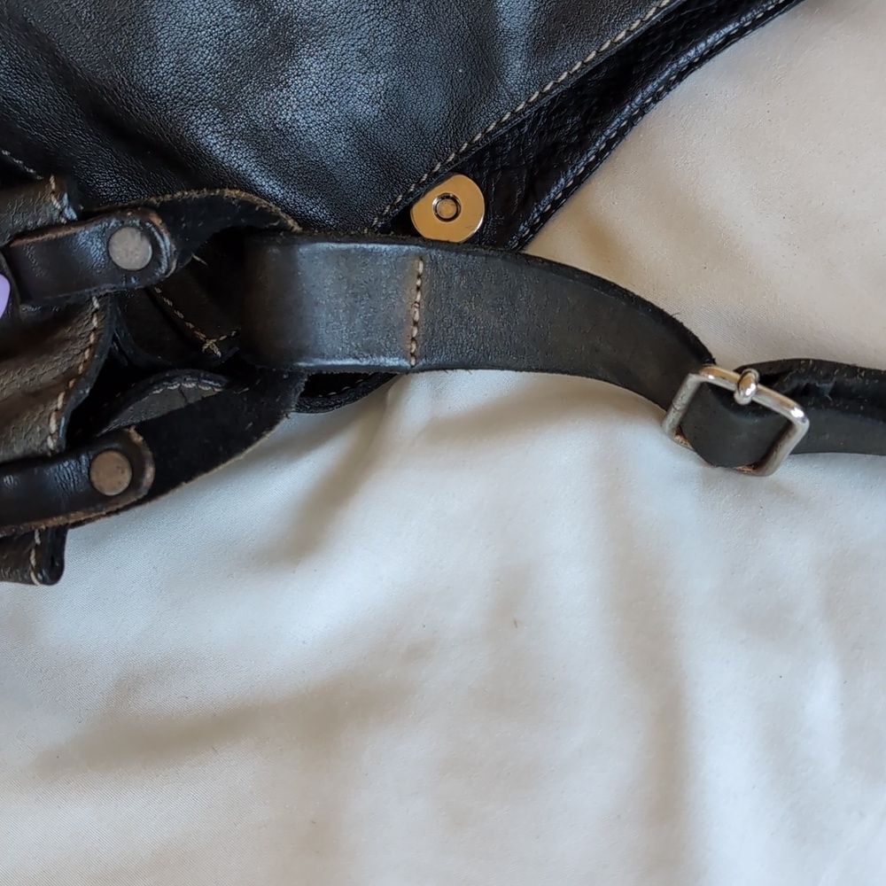Black Basket Weave 🖤Leather Hobo Bag -Gidigio Italian Made - Picture 9 of 16